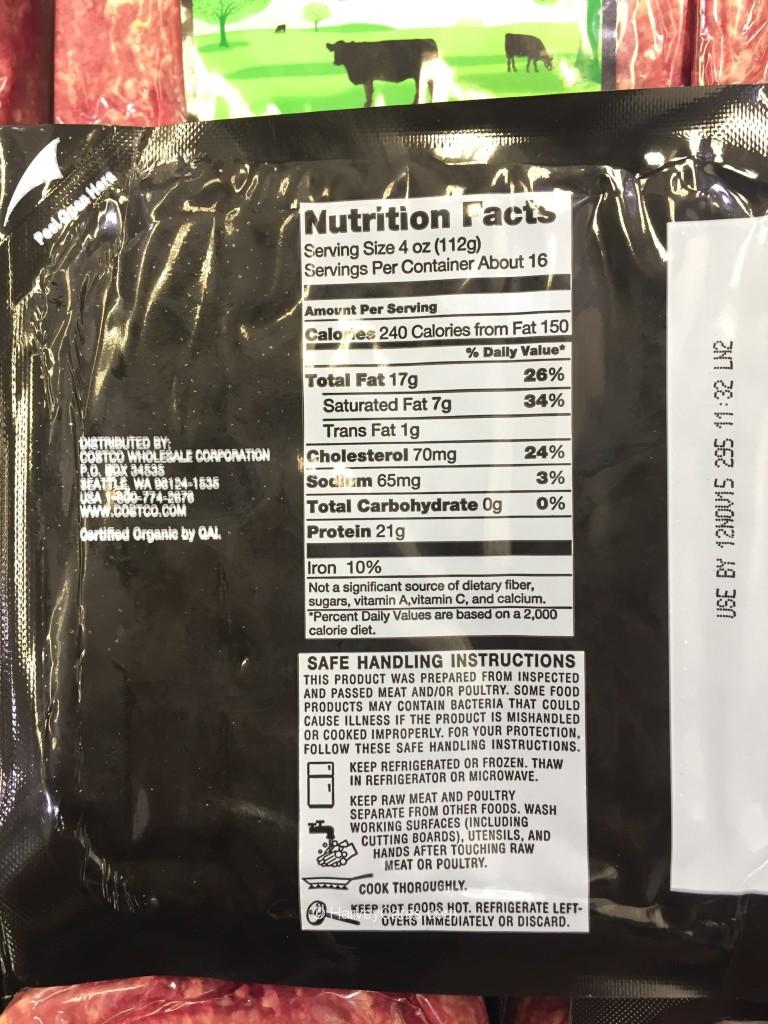 1 3 Lb Ground Beef Nutrition Facts