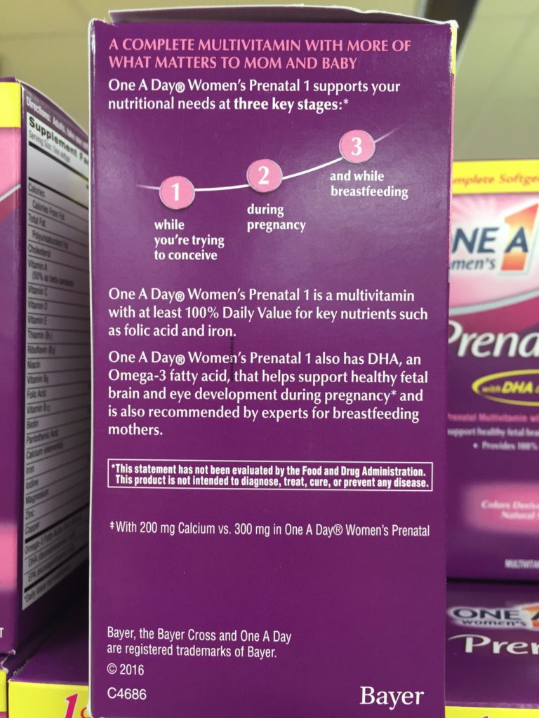 One a Day Women's Prenatal 1 Multivitamins About the Product Information Manufacturing