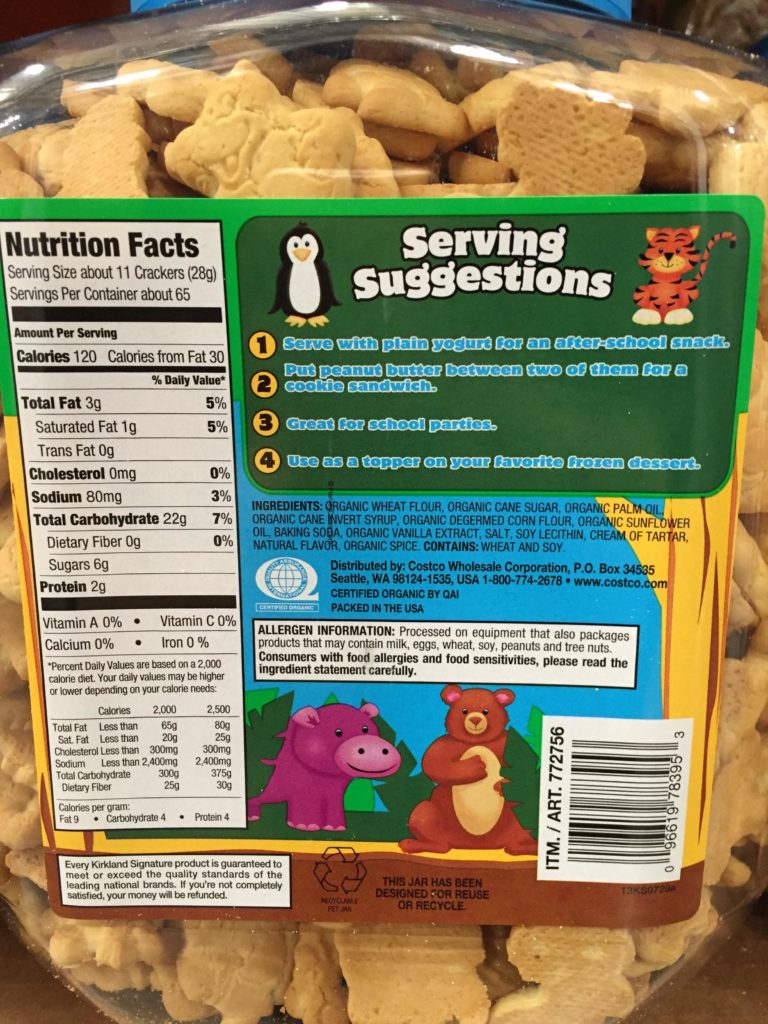 Kirkland Organic Animal Crackers Nutrition Facts Serving ...